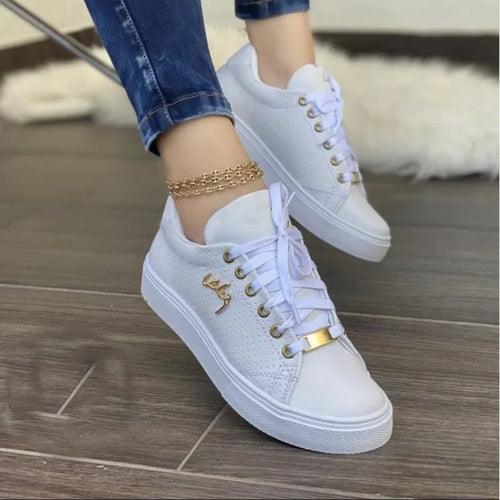 Vulcanized Shoes Women New 2024 Casual Sneakers Fashion Flat Lace Up