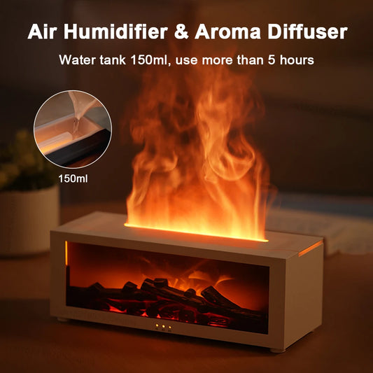 Flame Aroma Diffuser & Humidifier – LED Light, Remote Control
