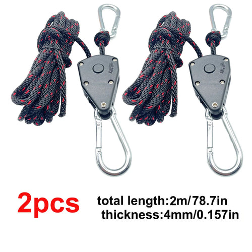 4mm Camping Tent Tie Down Rope Tightener Fastening Pulley Ratchet