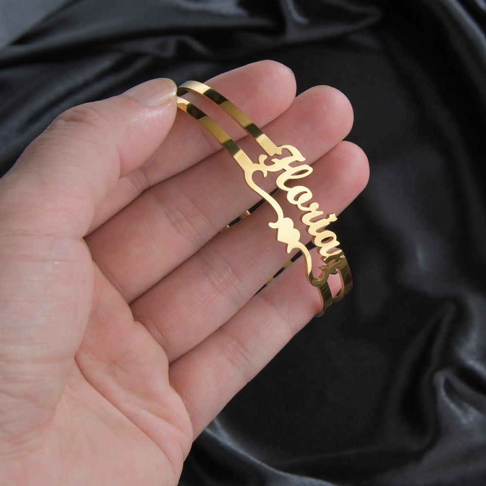 Atoztide Customized Letter Name Bracelet Personalized Custom Bangles