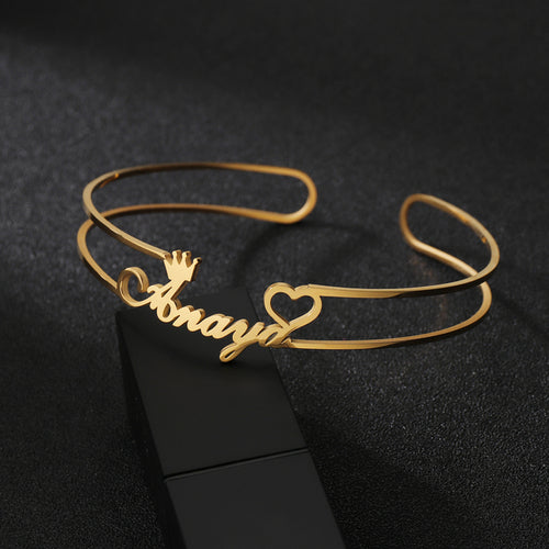 Atoztide Customized Letter Name Bracelet Personalized Custom Bangles