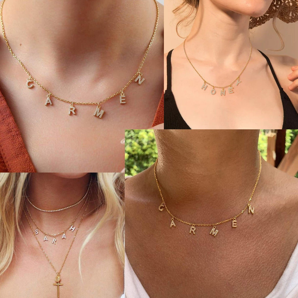 Custom Personalized Name Necklace For Women, Initial Letter Pendant