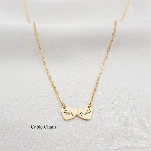 Custom Side ways Dainty Heart Pendant Necklace Personality Engraved