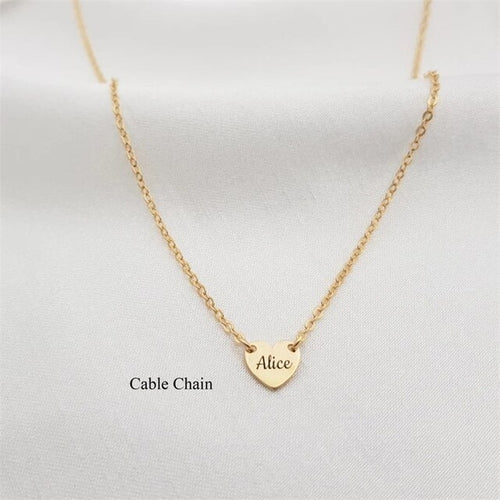 Custom Side ways Dainty Heart Pendant Necklace Personality Engraved