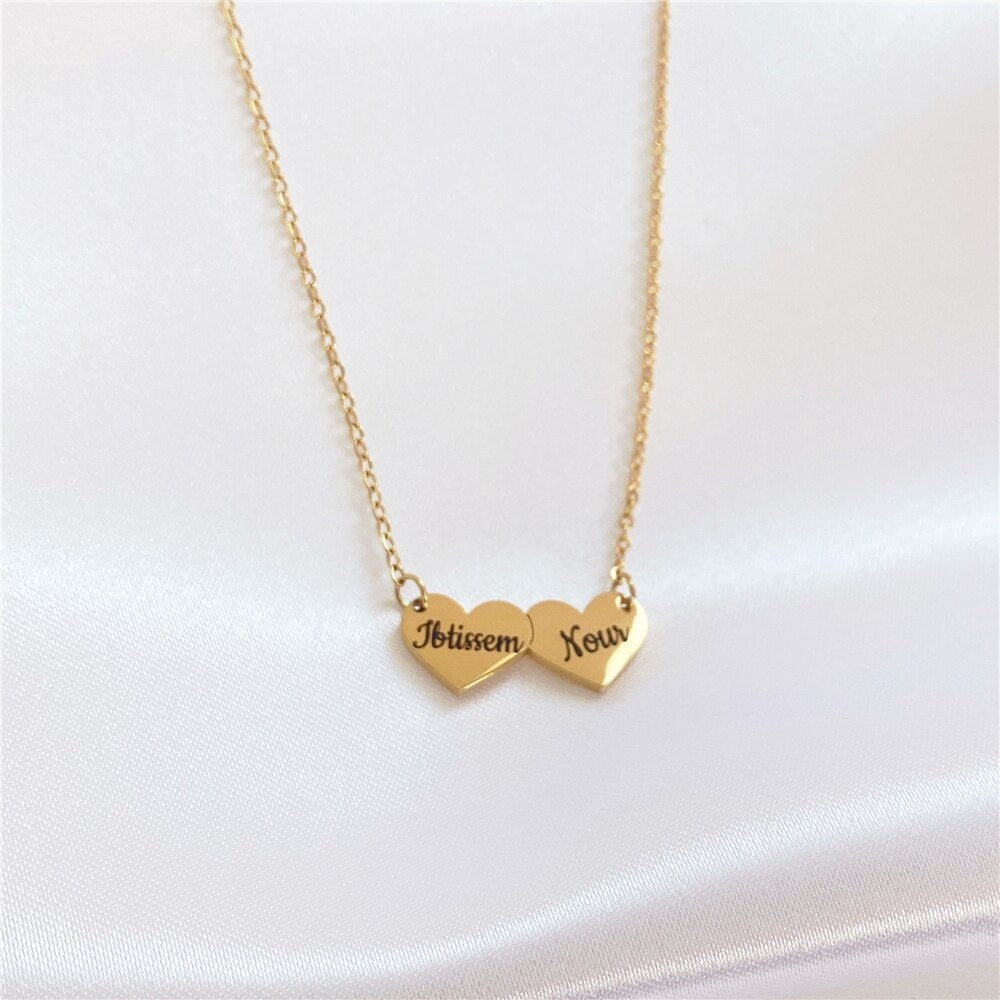 Custom Side ways Dainty Heart Pendant Necklace Personality Engraved