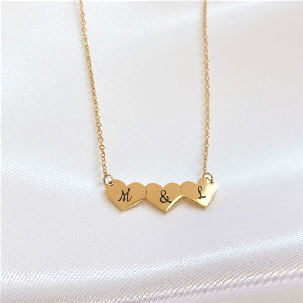 Custom Side ways Dainty Heart Pendant Necklace Personality Engraved