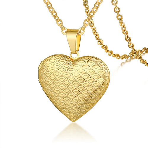 Vnox Customize Picture Name Women Necklaces Heart Locket Pendant
