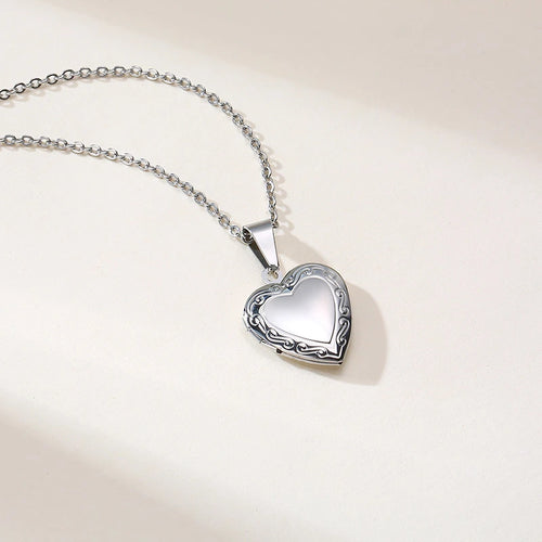 Vnox Customize Picture Name Women Necklaces Heart Locket Pendant