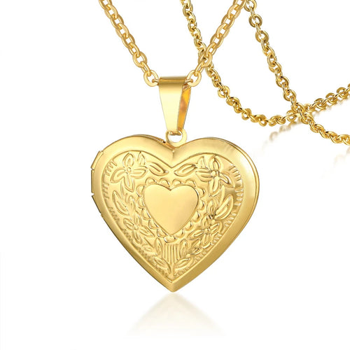 Vnox Customize Picture Name Women Necklaces Heart Locket Pendant