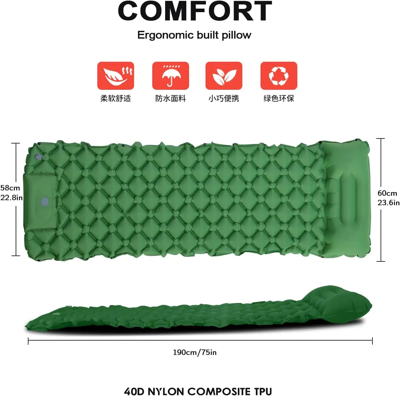 Camping Air Matt Sleeping Pad Ultralight Folding Inflatable Mattress