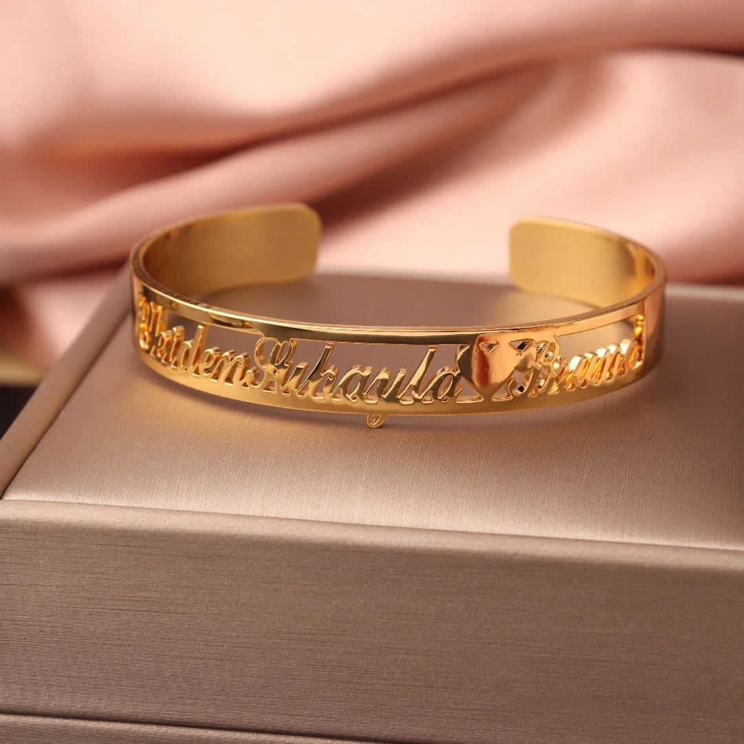 Custom Name Bangle for Women Stainles Steel Open Bracelets Girl