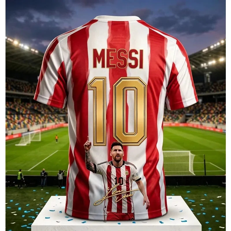 2026 Argentina No.10 Soccer Jersey | Blue White Striped 3D Print