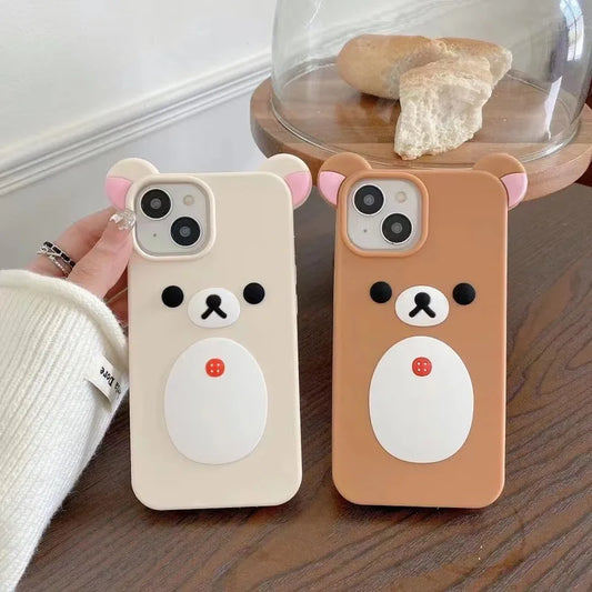 Fashion Cute 3d Cartoon Rilakkuma Bear Soft Silicone Phone Case Back