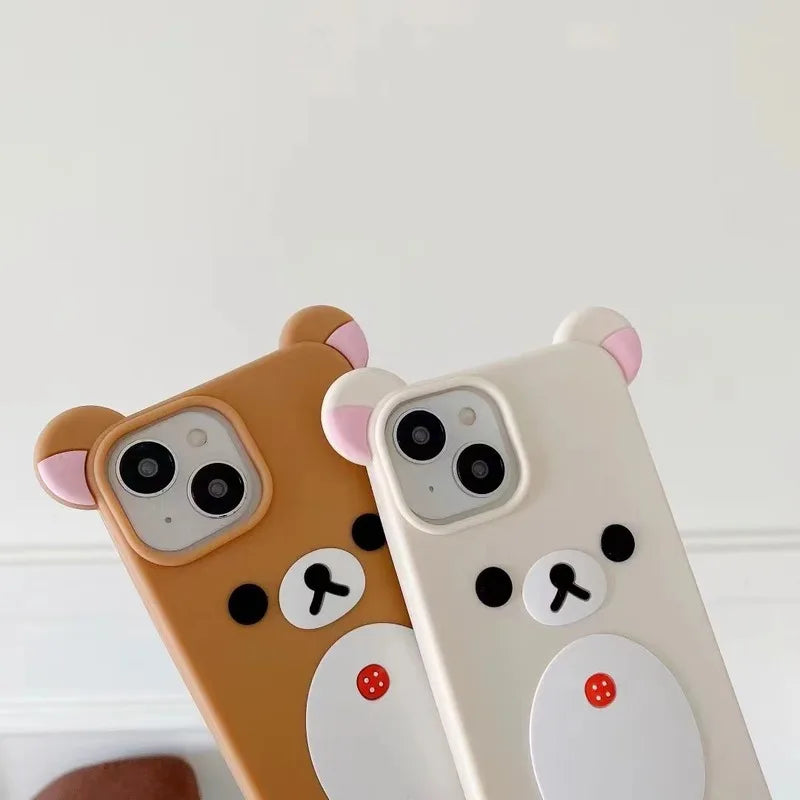 Fashion Cute 3d Cartoon Rilakkuma Bear Soft Silicone Phone Case Back