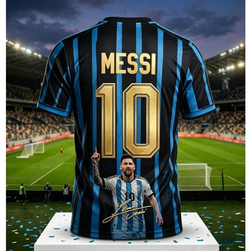 2026 Argentina No.10 Soccer Jersey | Blue White Striped 3D Print