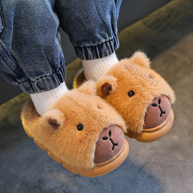 Capybara Children Slippers Cute Fluffy Winter 2025 Indoor Home Cotton