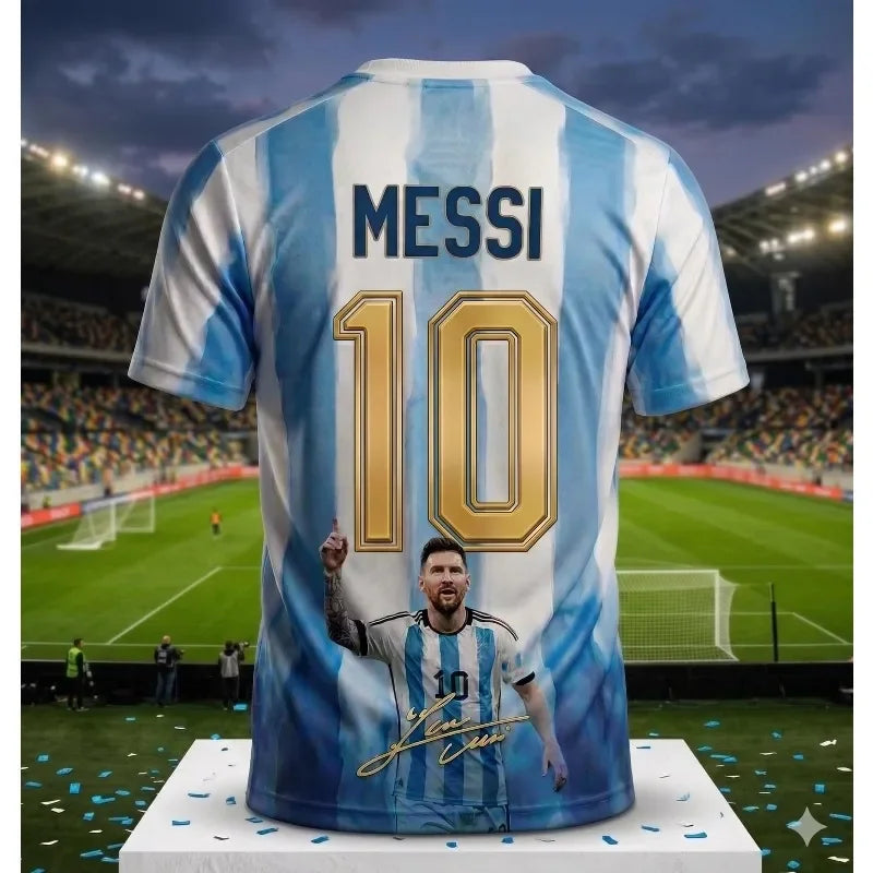 2026 Argentina No.10 Soccer Jersey | Blue White Striped 3D Print
