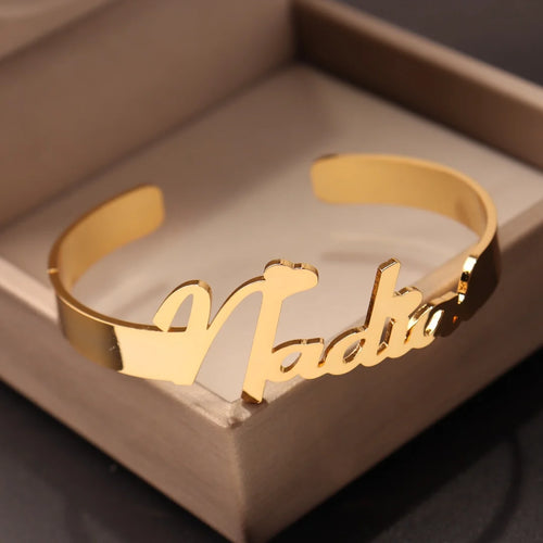Custom Name Bangle for Women Stainles Steel Open Bracelets Girl