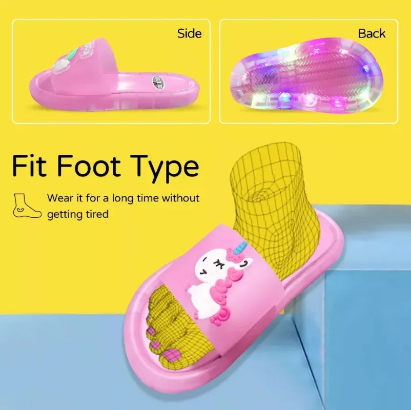Children‘s Boys Girls Slippers Cartoon Unicorn Animals Prints Shoes