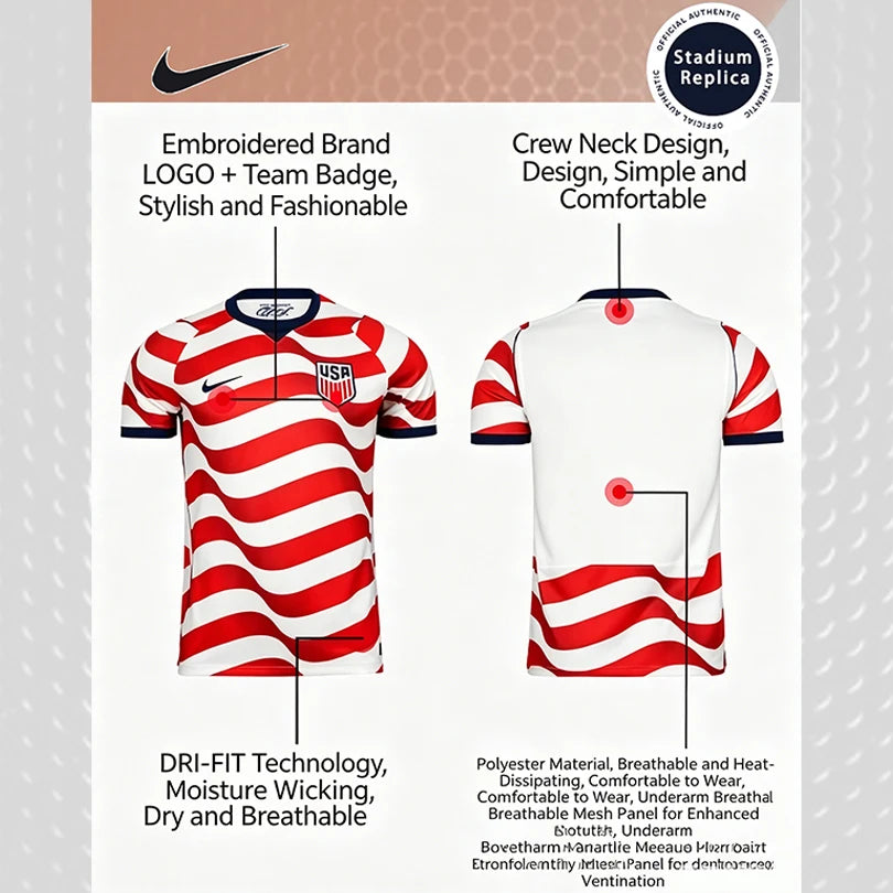 Nike Dri-FIT Unisex 2026 World Cup USA Home Fan Version Quick-Dry