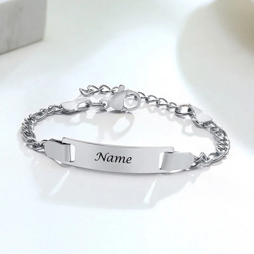 Personalize Baby Name Bracelets Non Allergy Stainless Steel Infant