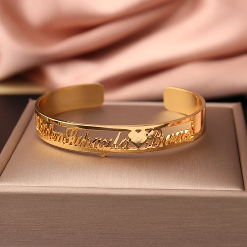Custom Name Bangle for Women Stainles Steel Open Bracelets Girl