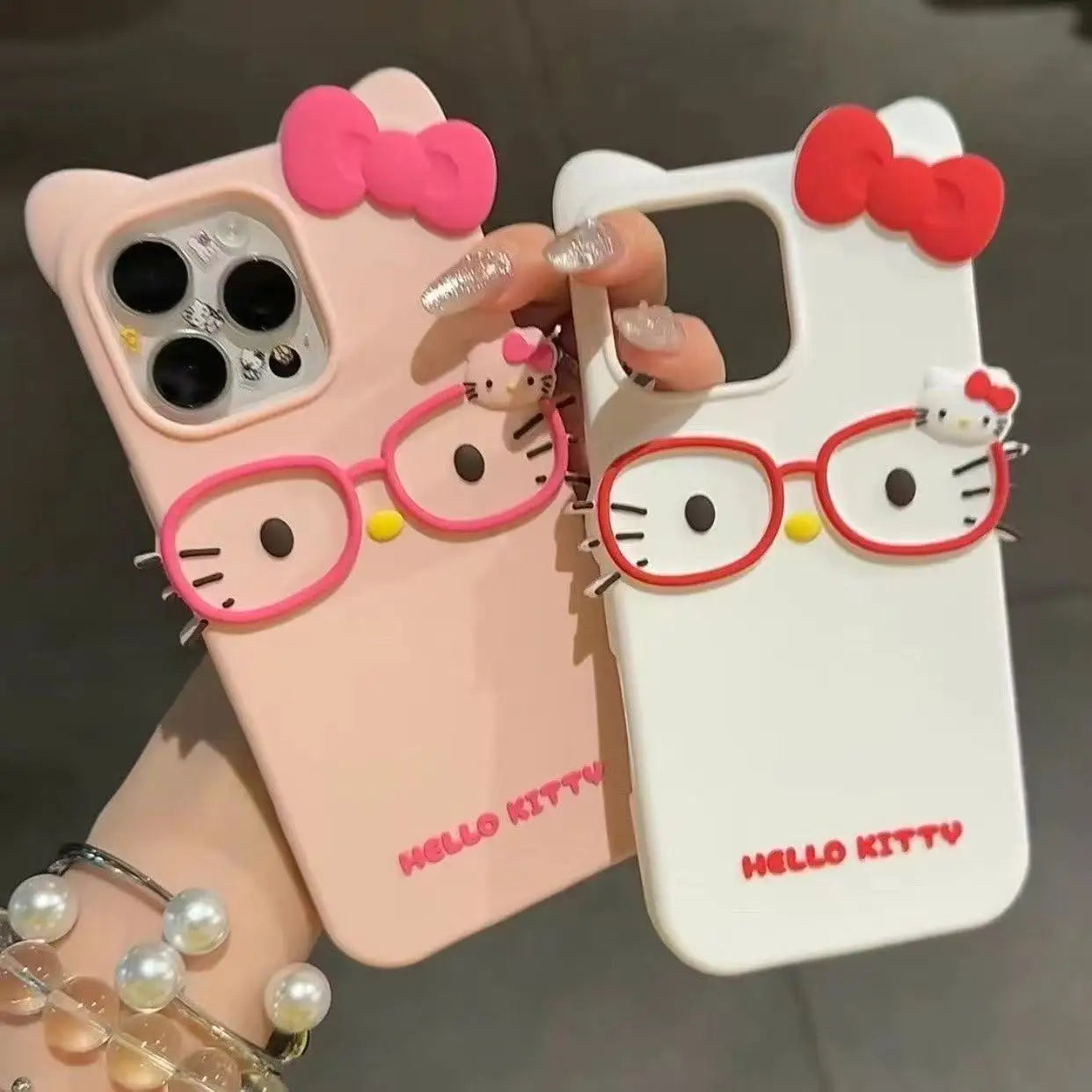 Hello Kitty 3D Glasses Cat Silicone Phone Case for IPhone 17 Pro Max