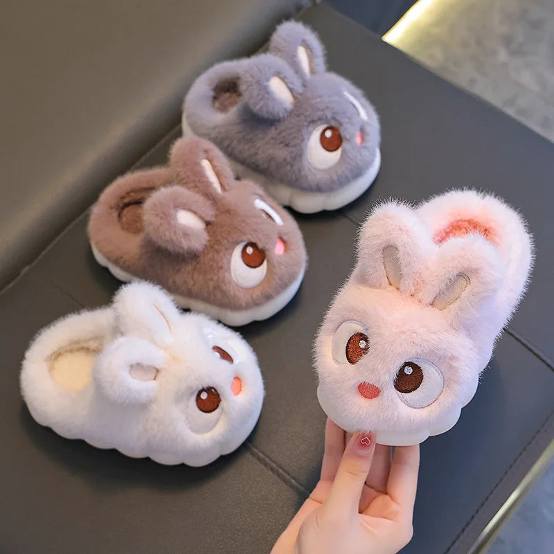 Winter Children's Cotton Shoes 2025 New Cute Rabbits Warm Plush Girls'