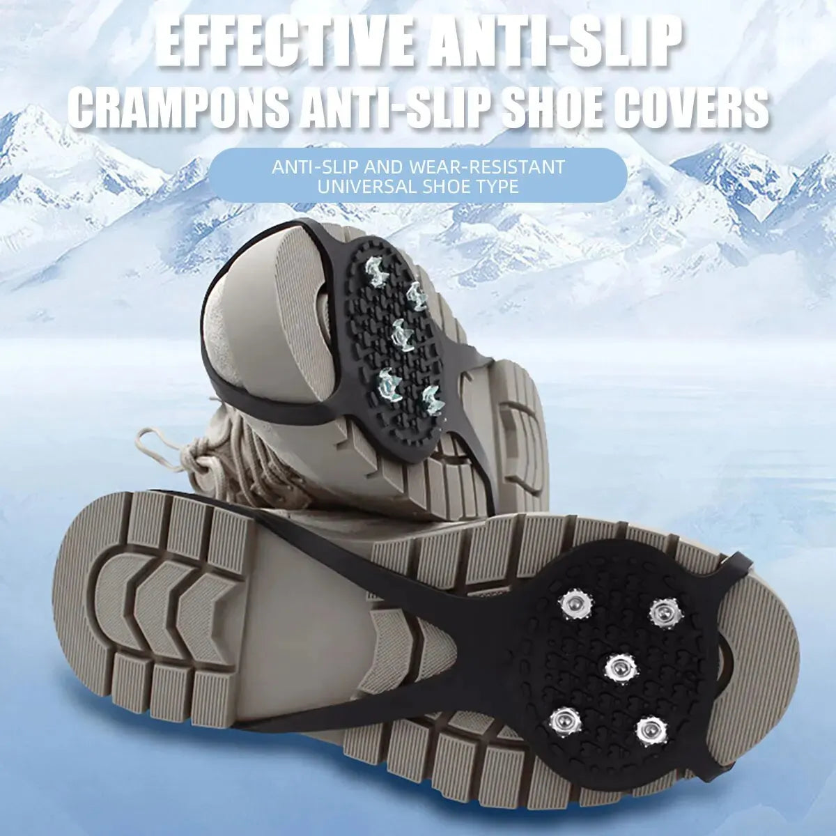 1 Pair 5 Studs Anti-Skid Ice Snow Camping Walking Shoes Winter Safety