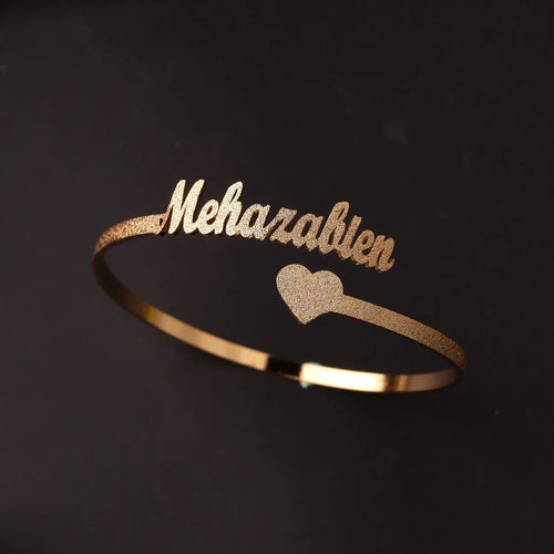 Custom Name Bangle for Women Stainles Steel Open Bracelets Girl