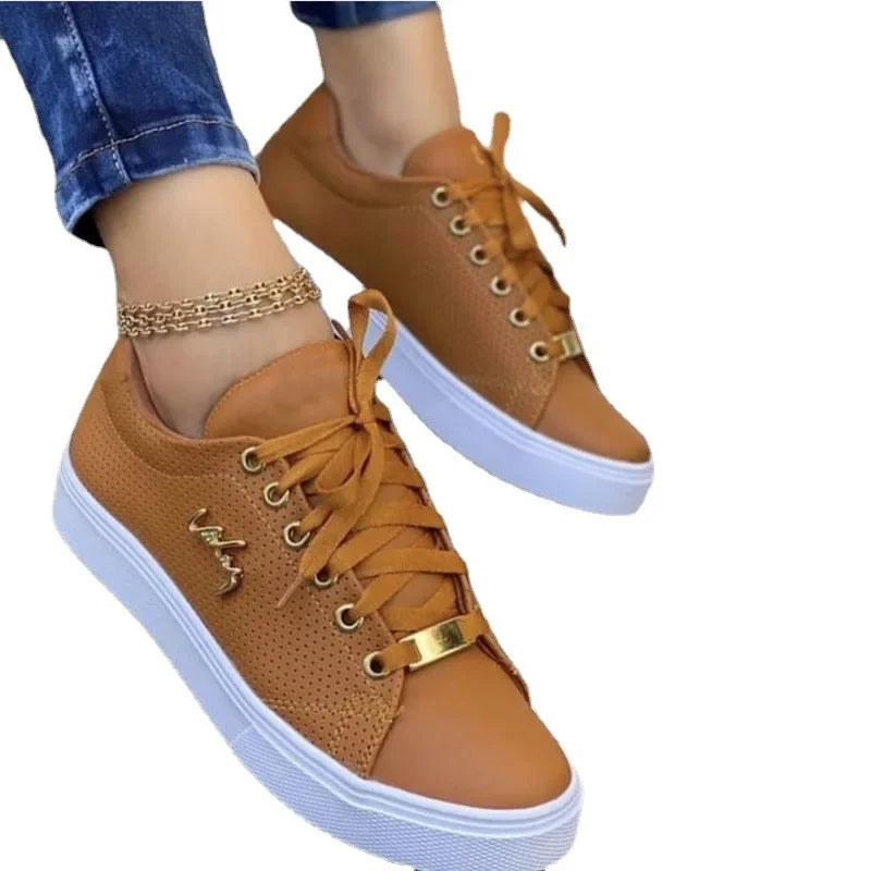 Vulcanized Shoes Women New 2024 Casual Sneakers Fashion Flat Lace Up