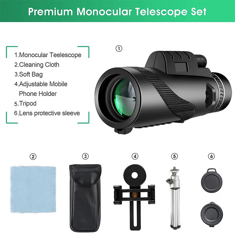 80x100 HD ZOOM Powerful Monocular Telescope Portable Binoculars Long