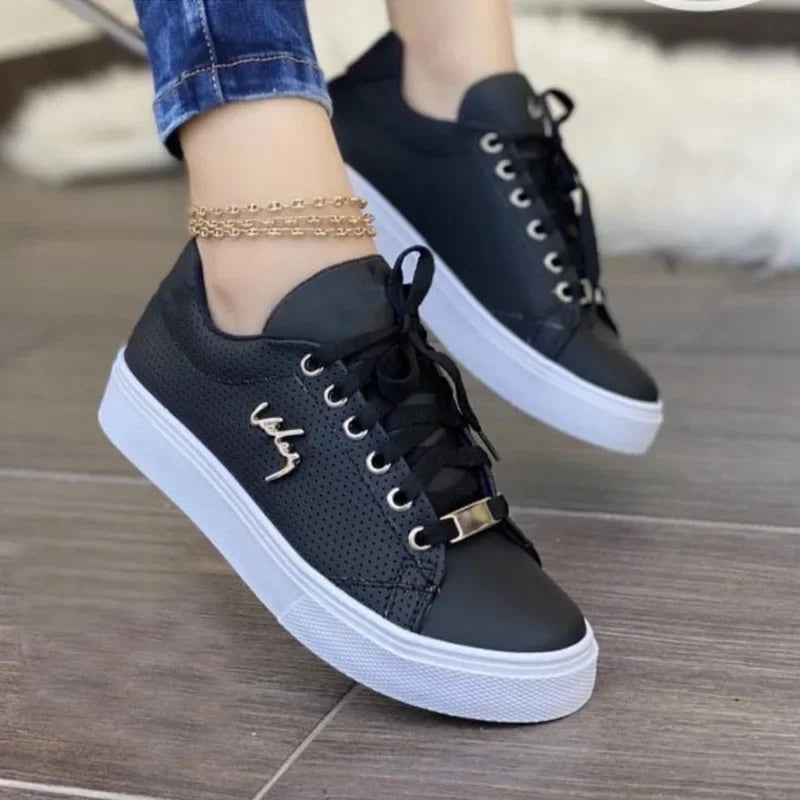 Vulcanized Shoes Women New 2024 Casual Sneakers Fashion Flat Lace Up