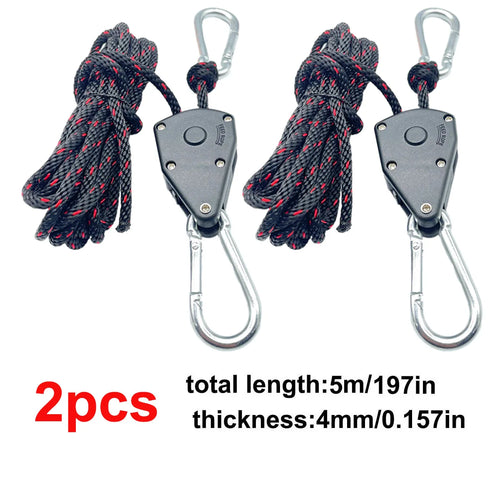 4mm Camping Tent Tie Down Rope Tightener Fastening Pulley Ratchet