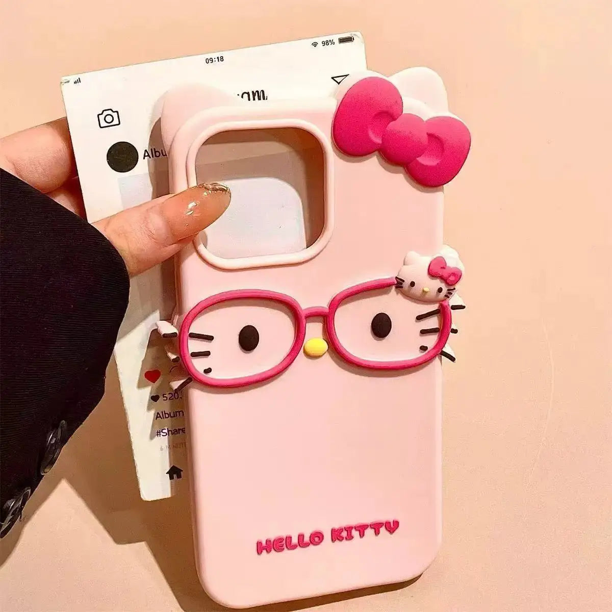 Hello Kitty 3D Glasses Cat Silicone Phone Case for IPhone 17 Pro Max