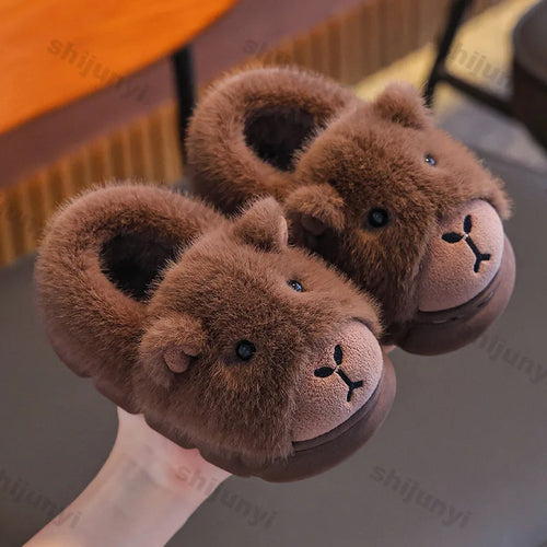 Capybara Children Slippers Cute Fluffy Winter 2025 Indoor Home Cotton