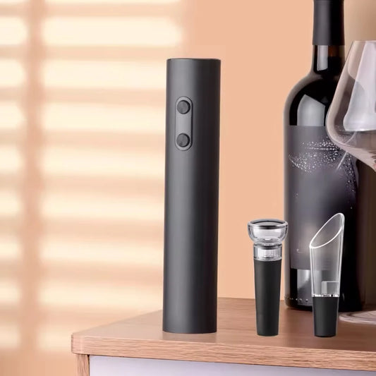 Electric Wine Opener Gift Set - Automatic Corkscrew with Aerator Pourer, Vacuum Stopper, Foil Cutter & Stand