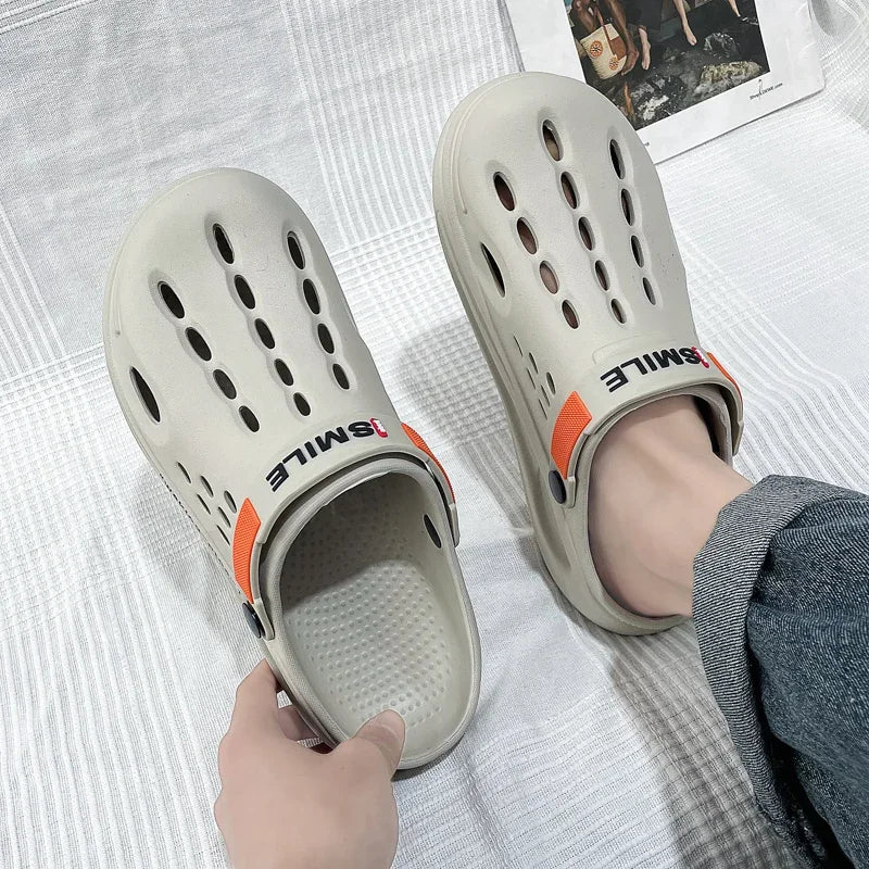 Big Size46 47 Beach Shoes Slippers Men Clogs Soft Sole Breathable