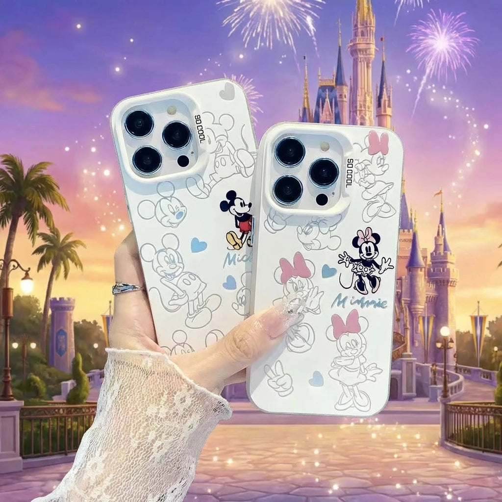 Mickey Minnie Love Cartoon Phone Case For iPhone 17 16 15 Pro 14 13 12