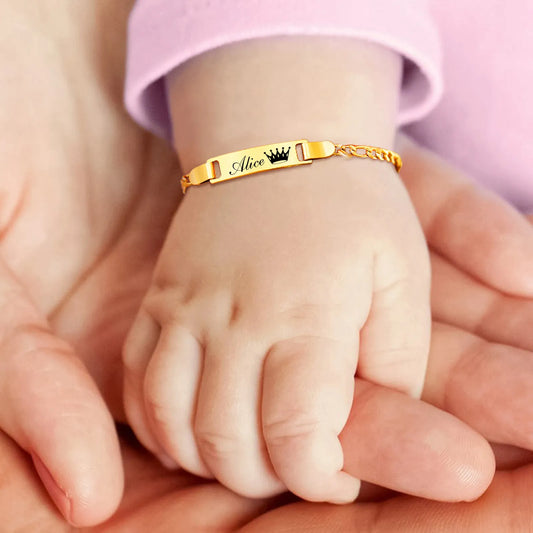 Personalize Baby Name Bracelets Non Allergy Stainless Steel Infant