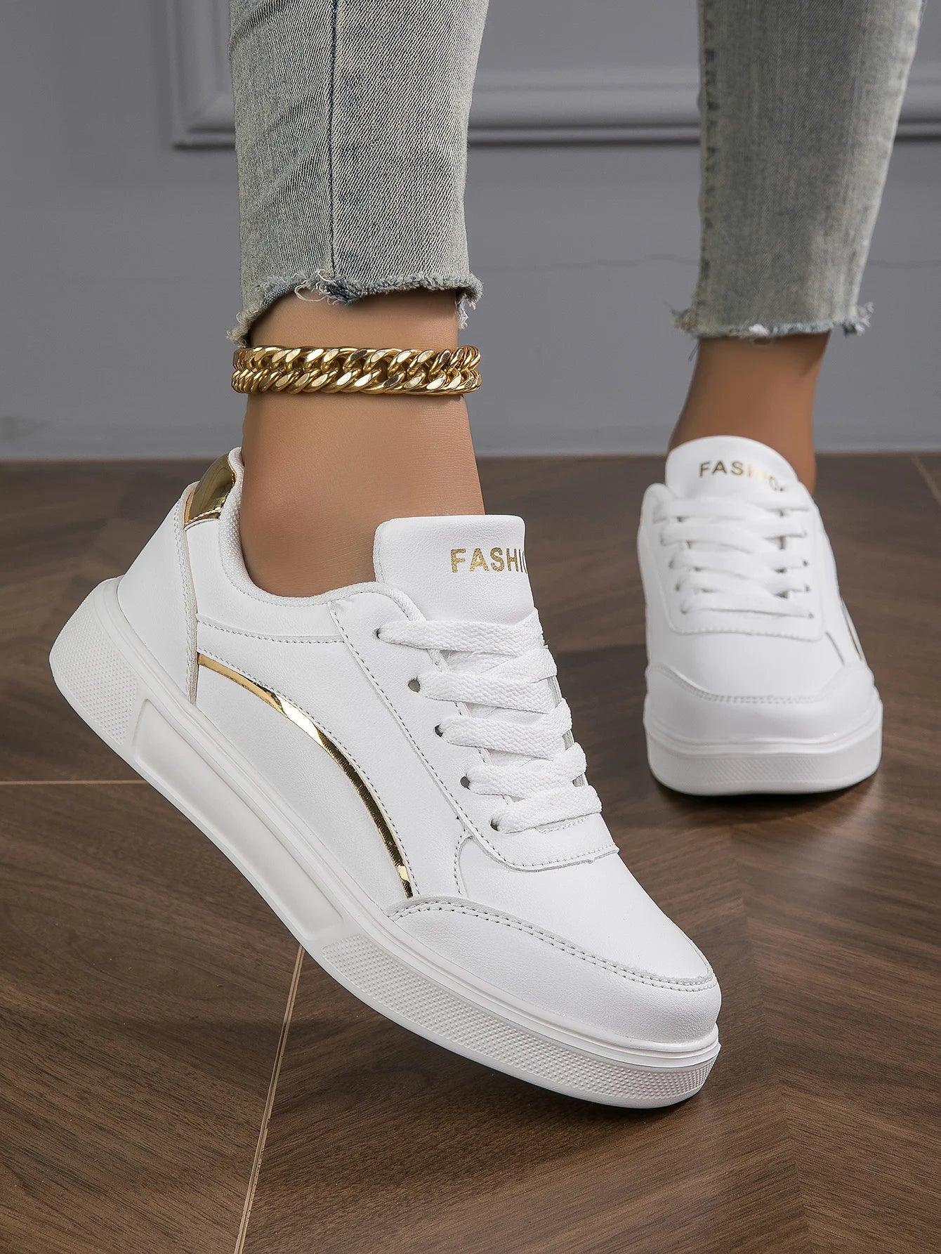 Baasploa Women Casual Sneakers Leather Platform Sneakers for Women