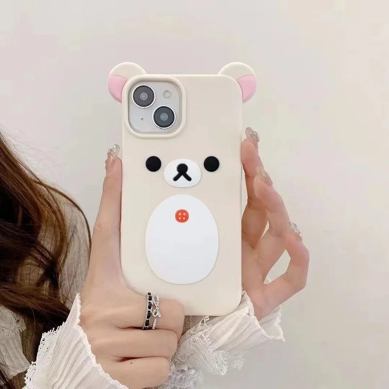 Fashion Cute 3d Cartoon Rilakkuma Bear Soft Silicone Phone Case Back