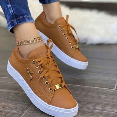 Vulcanized Shoes Women New 2024 Casual Sneakers Fashion Flat Lace Up