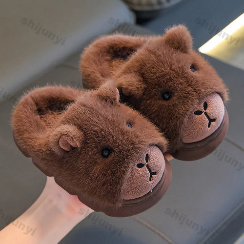 Capybara Children Slippers Cute Fluffy Winter 2025 Indoor Home Cotton