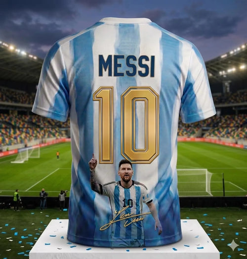 2026 Argentina No.10 Soccer Jersey | Blue White Striped 3D Print