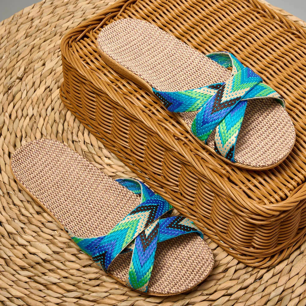 Indoor Slippers Women Home Shoes Lightweight Linen Couple Slippers