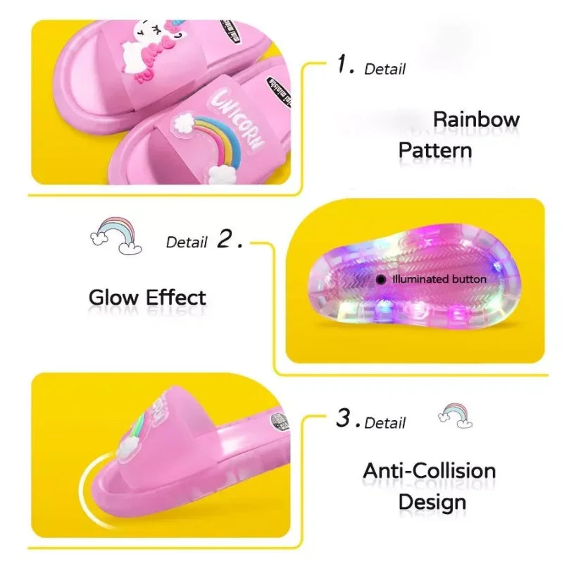 Children‘s Boys Girls Slippers Cartoon Unicorn Animals Prints Shoes