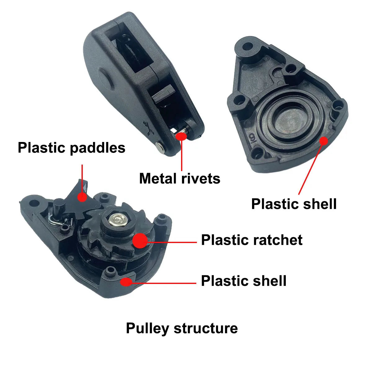 4mm Camping Tent Tie Down Rope Tightener Fastening Pulley Ratchet