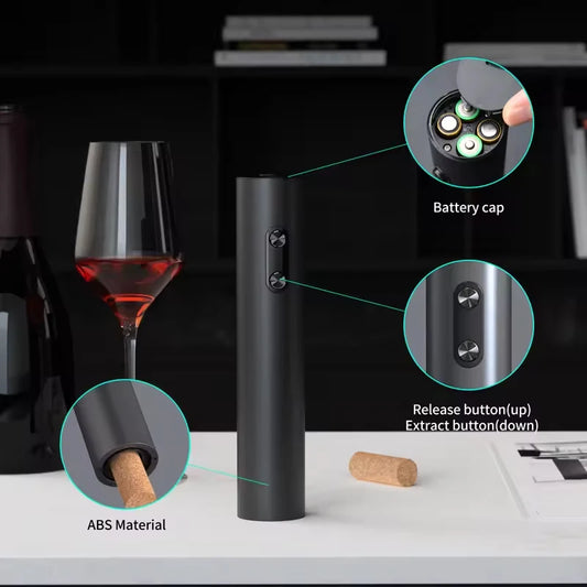 Electric Wine Opener Gift Set - Automatic Corkscrew with Aerator Pourer, Vacuum Stopper, Foil Cutter & Stand