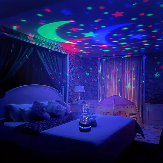 Starry Sky Night Light Projector – USB Moon & Star Lamp